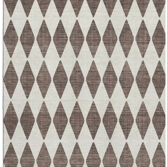 Brown And Ivory Diamond Washable Area Rug With UV Protection Photo 4