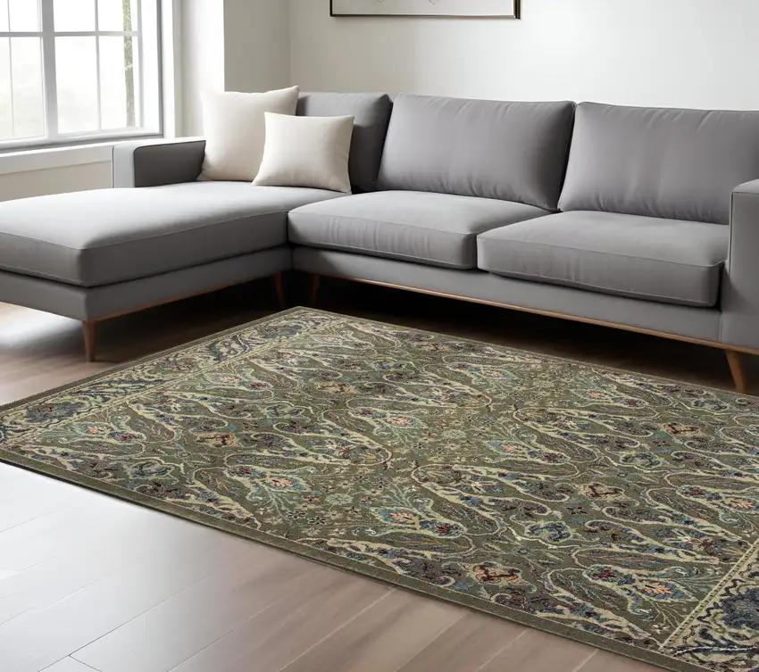 Brown And Ivory Floral Area Rug Photo 1