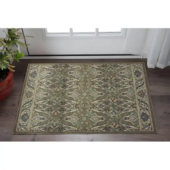 Brown And Ivory Floral Area Rug Photo 1