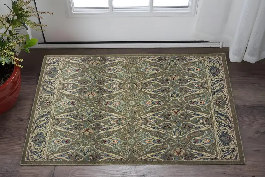 Brown And Ivory Floral Area Rug Photo 1