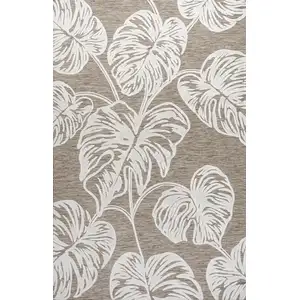 Photo of Brown And Ivory Floral Indoor Outdoor Area Rug