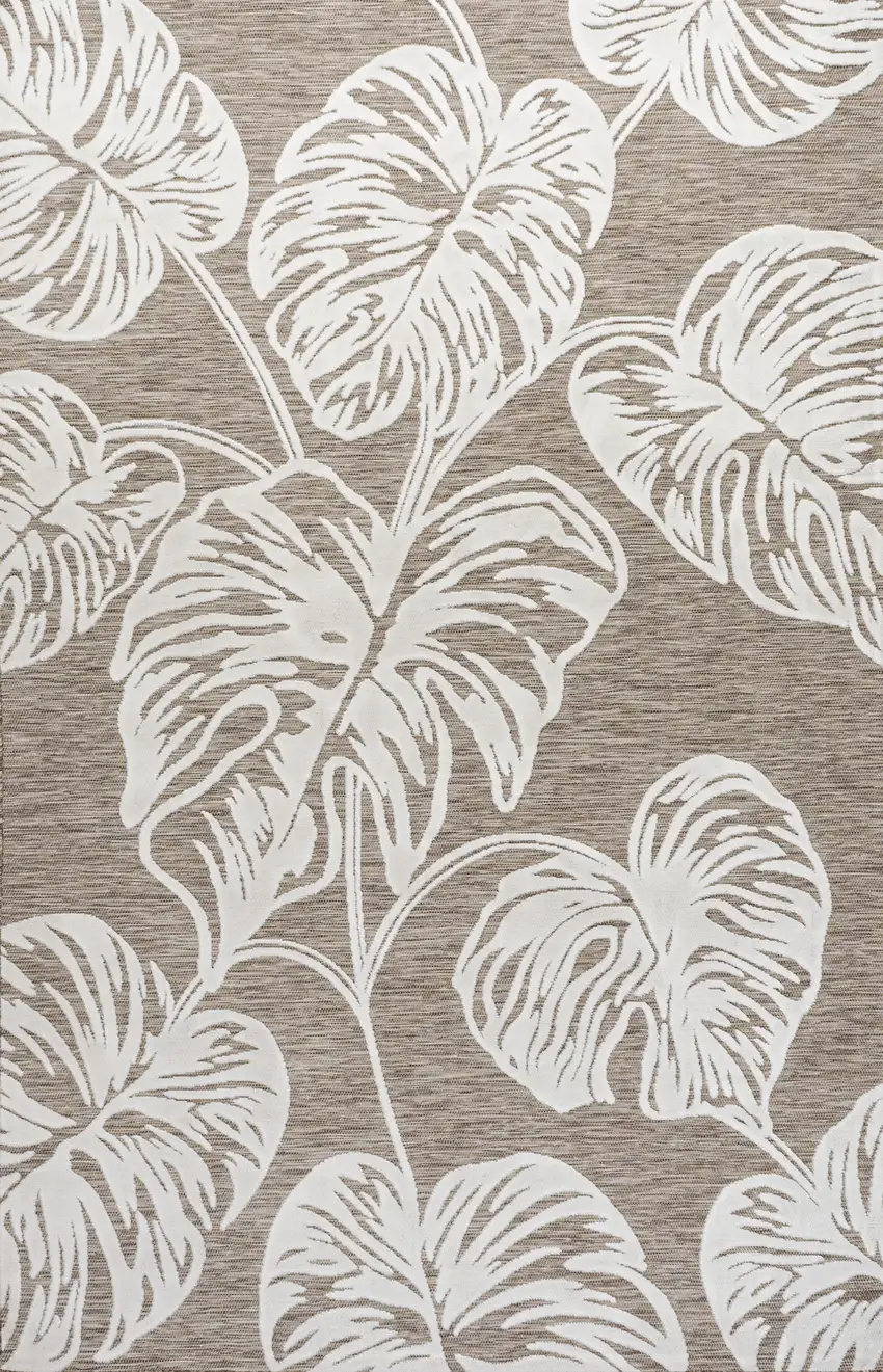 Brown And Ivory Floral Indoor Outdoor Area Rug Photo 1