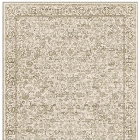 Brown And Ivory Floral Medallion Distressed Washable Area Rug Photo 3