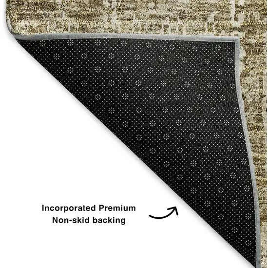 Brown And Ivory Floral Washable Area Rug With UV Protection Photo 6