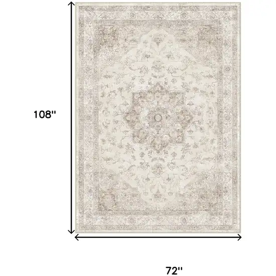 Brown And Ivory Floral Washable Area Rug Photo 9