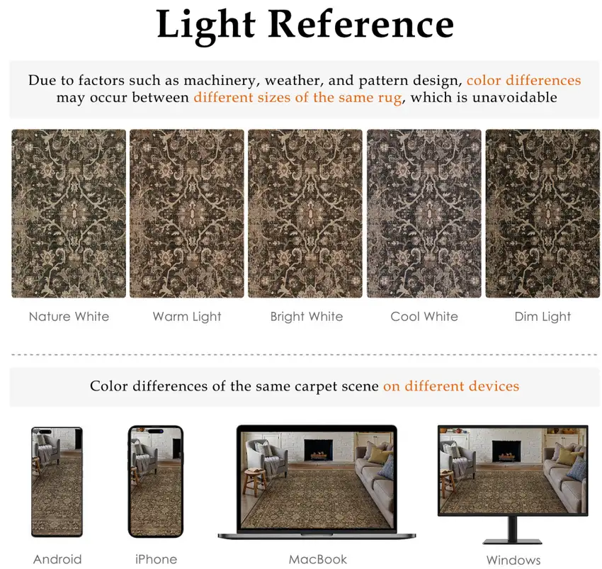 Brown And Beige Floral Medallion Washable Area Rug Photo 9