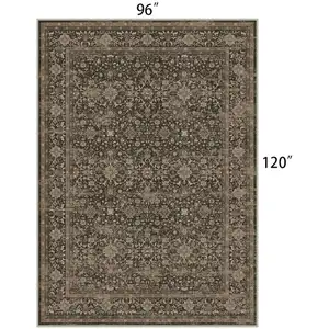 Photo of Brown And Ivory Floral Washable Area Rug