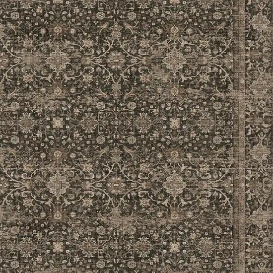 Brown And Ivory Floral Washable Area Rug Photo 1