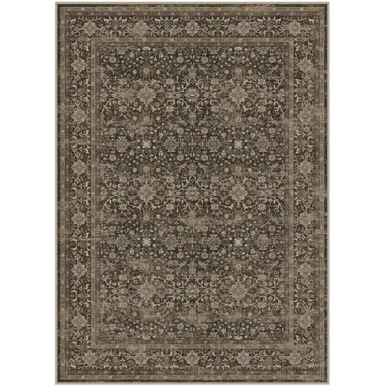 Brown And Beige Floral Medallion Washable Area Rug Photo 2