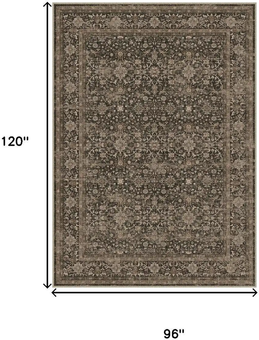 Brown And Beige Floral Medallion Washable Area Rug Photo 3
