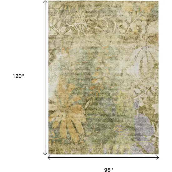 Brown And Ivory Floral Washable Indoor Outdoor Area Rug Photo 3