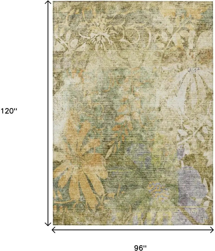 Brown And Ivory Floral Washable Indoor Outdoor Area Rug Photo 3