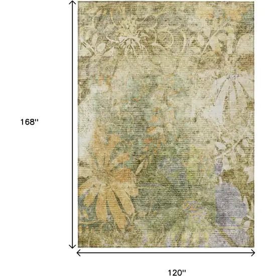 Brown And Ivory Floral Washable Indoor Outdoor Area Rug Photo 3