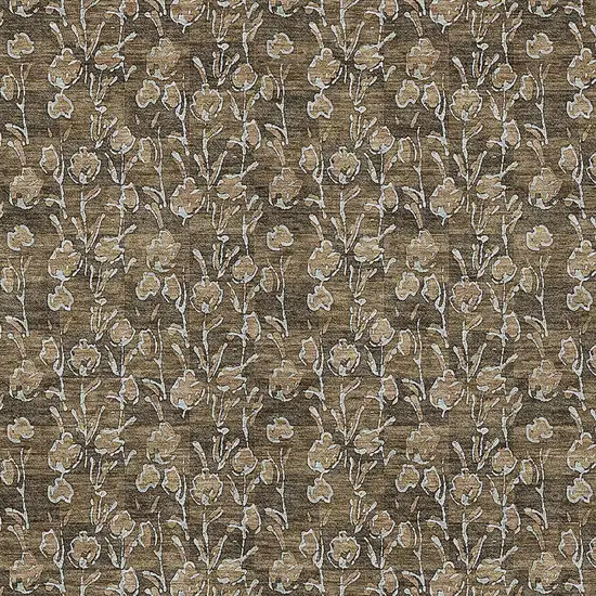 Brown And Ivory Floral Washable Indoor Outdoor Area Rug Photo 6