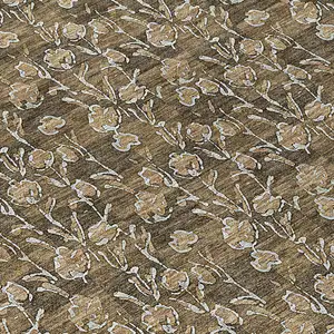 Photo of Brown And Ivory Floral Washable Indoor Outdoor Area Rug