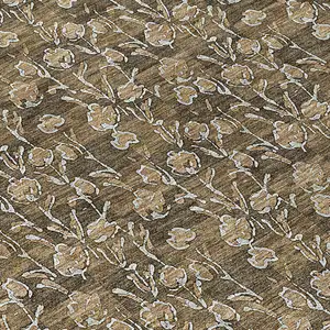 Photo of Brown And Ivory Floral Washable Indoor Outdoor Area Rug