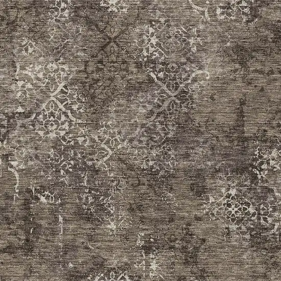 Brown And Ivory Floral Washable Indoor Outdoor Area Rug Photo 5