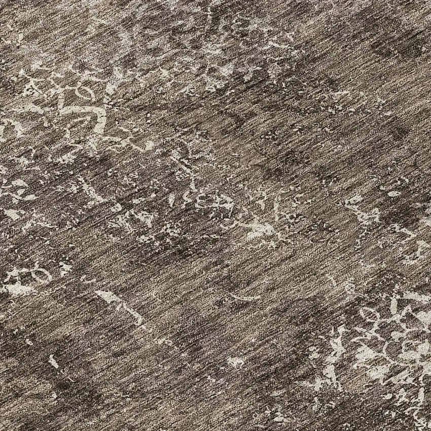 Brown And Ivory Floral Washable Indoor Outdoor Area Rug Photo 8