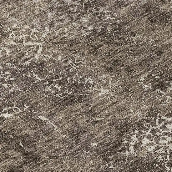 Brown And Ivory Floral Washable Indoor Outdoor Area Rug Photo 8