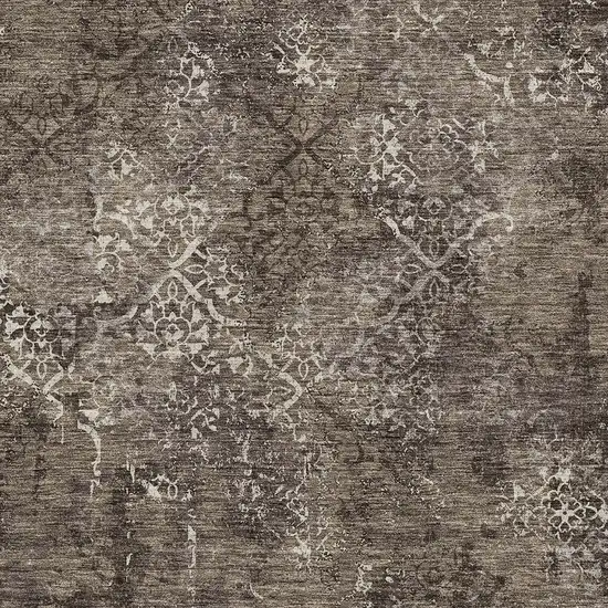 Brown And Ivory Floral Washable Indoor Outdoor Area Rug Photo 6
