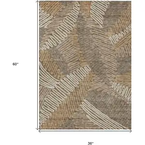 Photo of Brown And Ivory Floral Washable Indoor Outdoor Area Rug