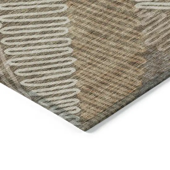 Brown And Ivory Floral Washable Indoor Outdoor Area Rug Photo 5
