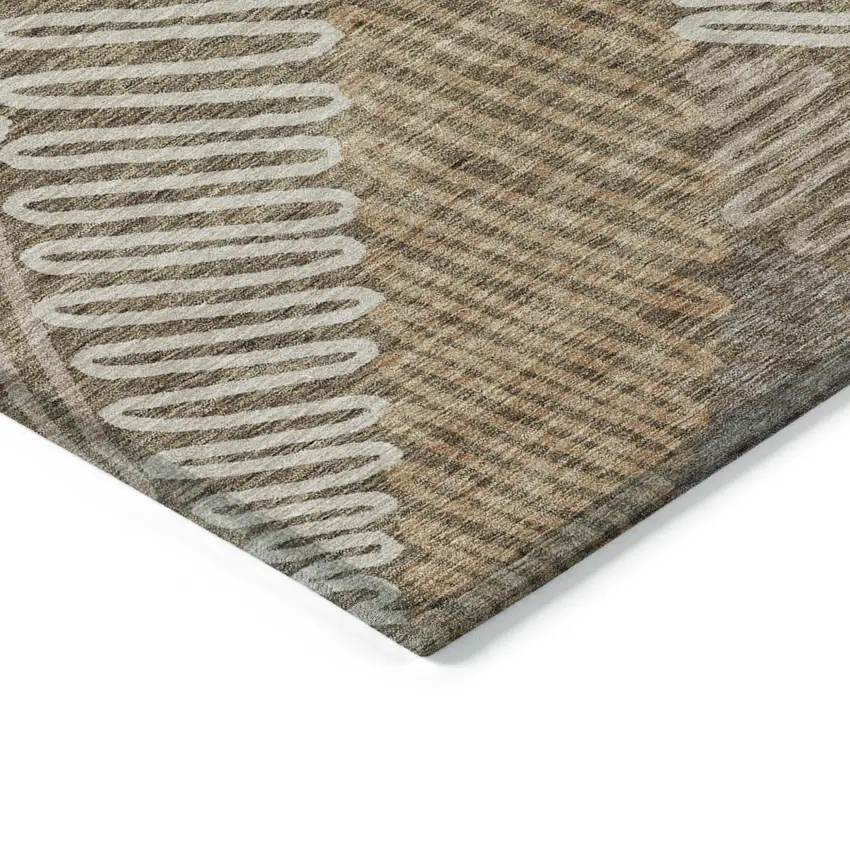 Brown And Ivory Floral Washable Indoor Outdoor Area Rug Photo 5