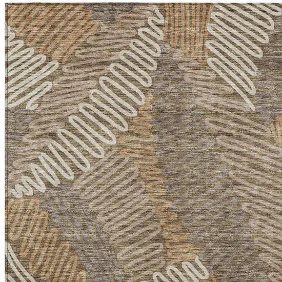 Brown And Ivory Floral Washable Indoor Outdoor Area Rug Photo 7