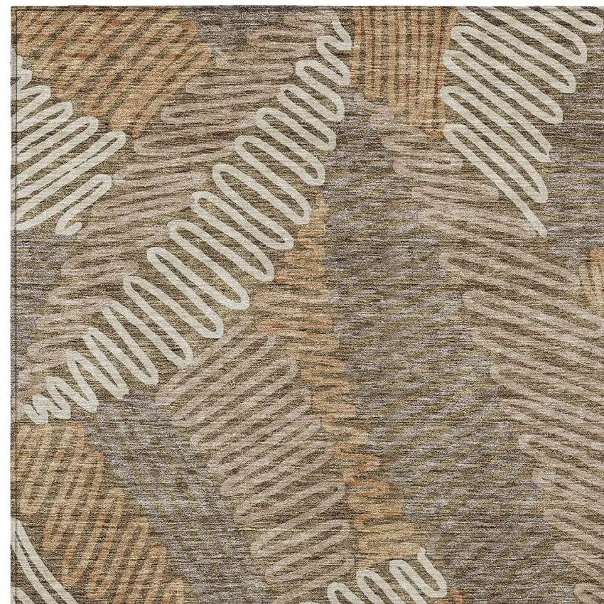 Brown And Ivory Floral Washable Indoor Outdoor Area Rug Photo 7