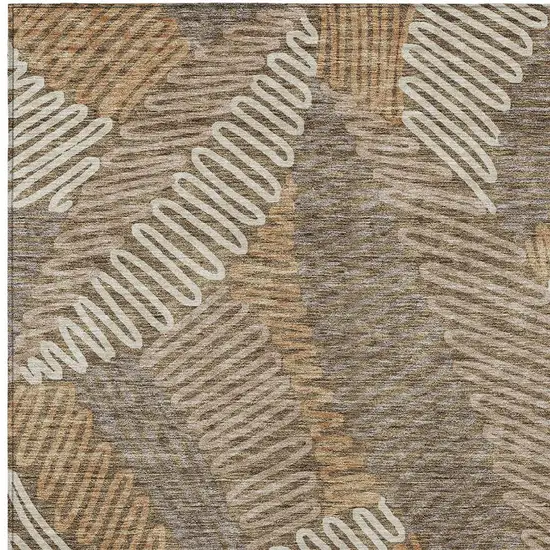 Brown And Ivory Floral Washable Indoor Outdoor Area Rug Photo 7