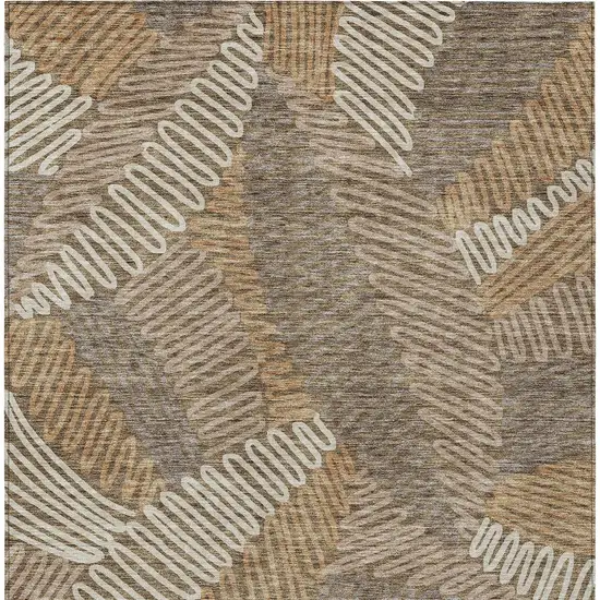 Brown And Ivory Floral Washable Indoor Outdoor Area Rug Photo 8