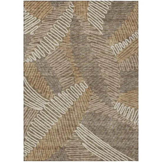 Brown And Ivory Floral Washable Indoor Outdoor Area Rug Photo 2