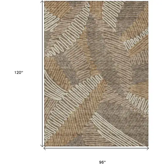 Brown And Ivory Floral Washable Indoor Outdoor Area Rug Photo 3