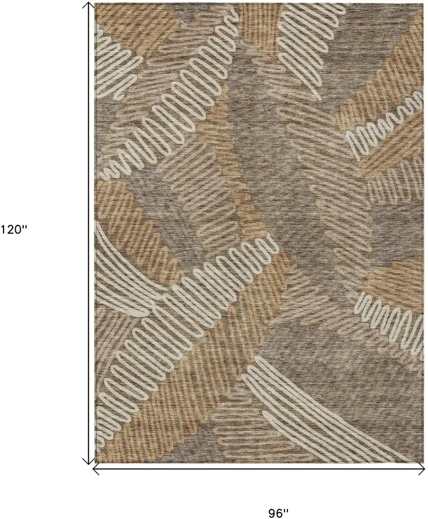 Brown And Ivory Floral Washable Indoor Outdoor Area Rug Photo 3