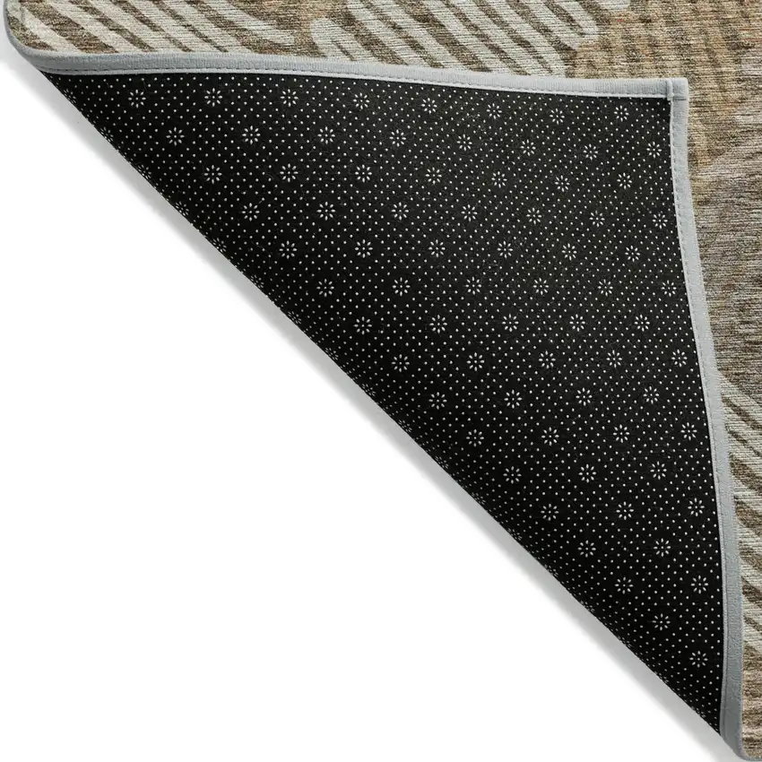 Brown And Ivory Floral Washable Indoor Outdoor Area Rug Photo 4