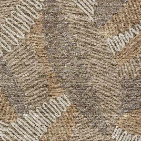 Brown And Ivory Floral Washable Indoor Outdoor Area Rug Photo 7