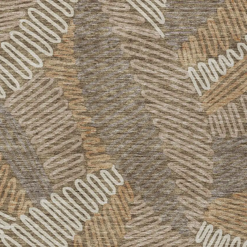 Brown And Ivory Floral Washable Indoor Outdoor Area Rug Photo 7