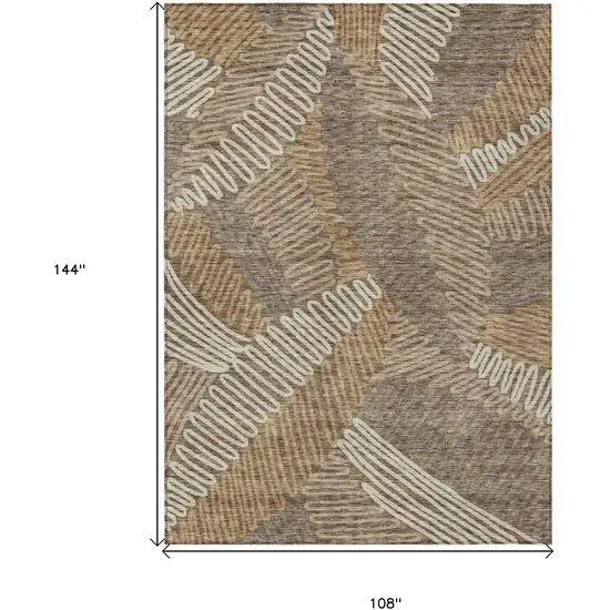 Brown And Ivory Floral Washable Indoor Outdoor Area Rug Photo 3