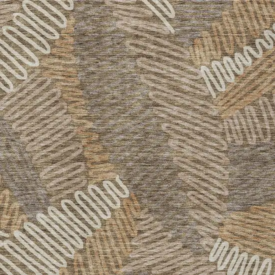 Brown And Ivory Floral Washable Indoor Outdoor Area Rug Photo 7