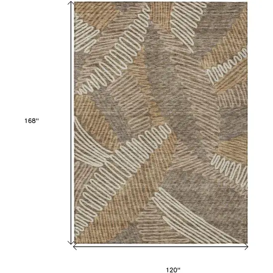 Brown And Ivory Floral Washable Indoor Outdoor Area Rug Photo 8