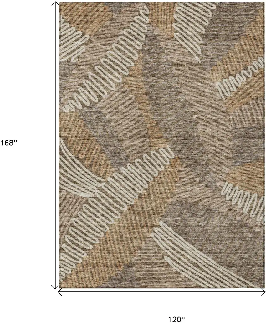Brown And Ivory Floral Washable Indoor Outdoor Area Rug Photo 8