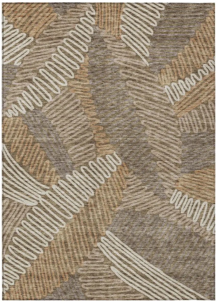 Brown And Ivory Floral Washable Indoor Outdoor Area Rug Photo 2