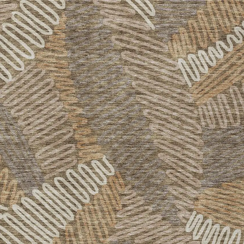 Brown And Ivory Floral Washable Indoor Outdoor Area Rug Photo 6