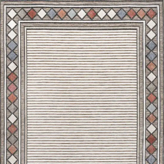 Brown And Ivory Geometric Indoor Outdoor Area Rug Photo 3