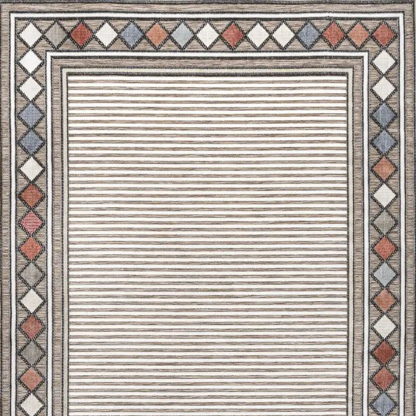 Brown And Ivory Geometric Indoor Outdoor Area Rug Photo 3