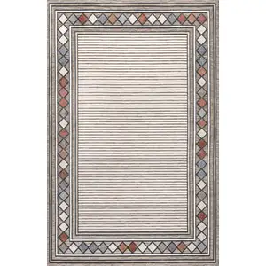 Photo of Brown And Ivory Geometric Indoor Outdoor Area Rug