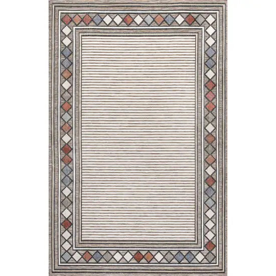 Brown And Ivory Geometric Indoor Outdoor Area Rug Photo 3