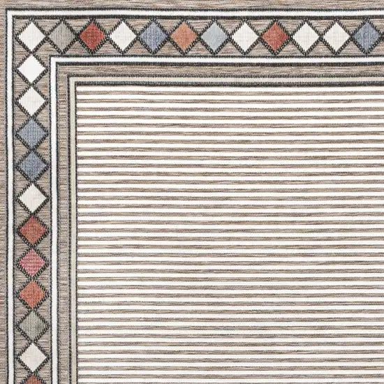 Brown And Ivory Geometric Indoor Outdoor Area Rug Photo 2