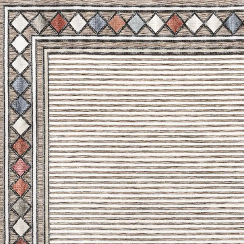 Brown And Ivory Geometric Indoor Outdoor Area Rug Photo 2