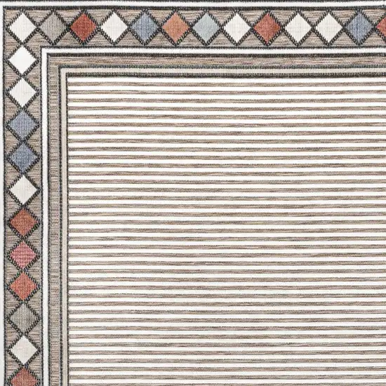 Brown And Ivory Geometric Indoor Outdoor Area Rug Photo 2